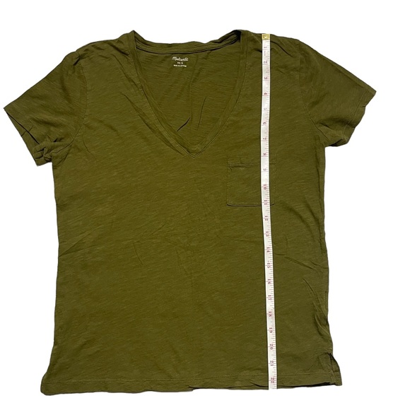 Madewell Solid Green V-Neck Short Sleeve Tee - Picture 8 of 8